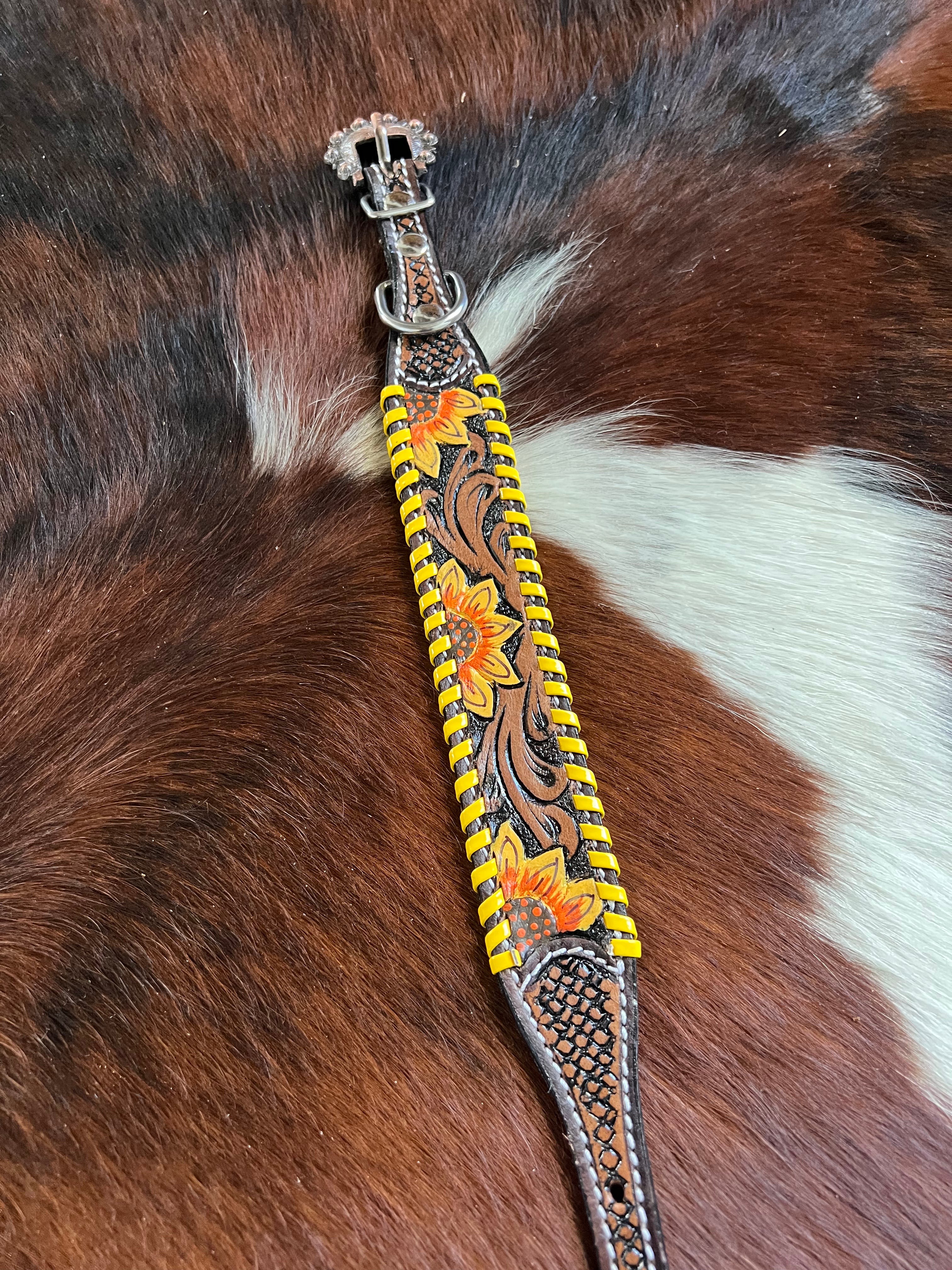 Leather Dog Collar- Navajo Red- Beaded Dog Collar - Ranch Hand Store